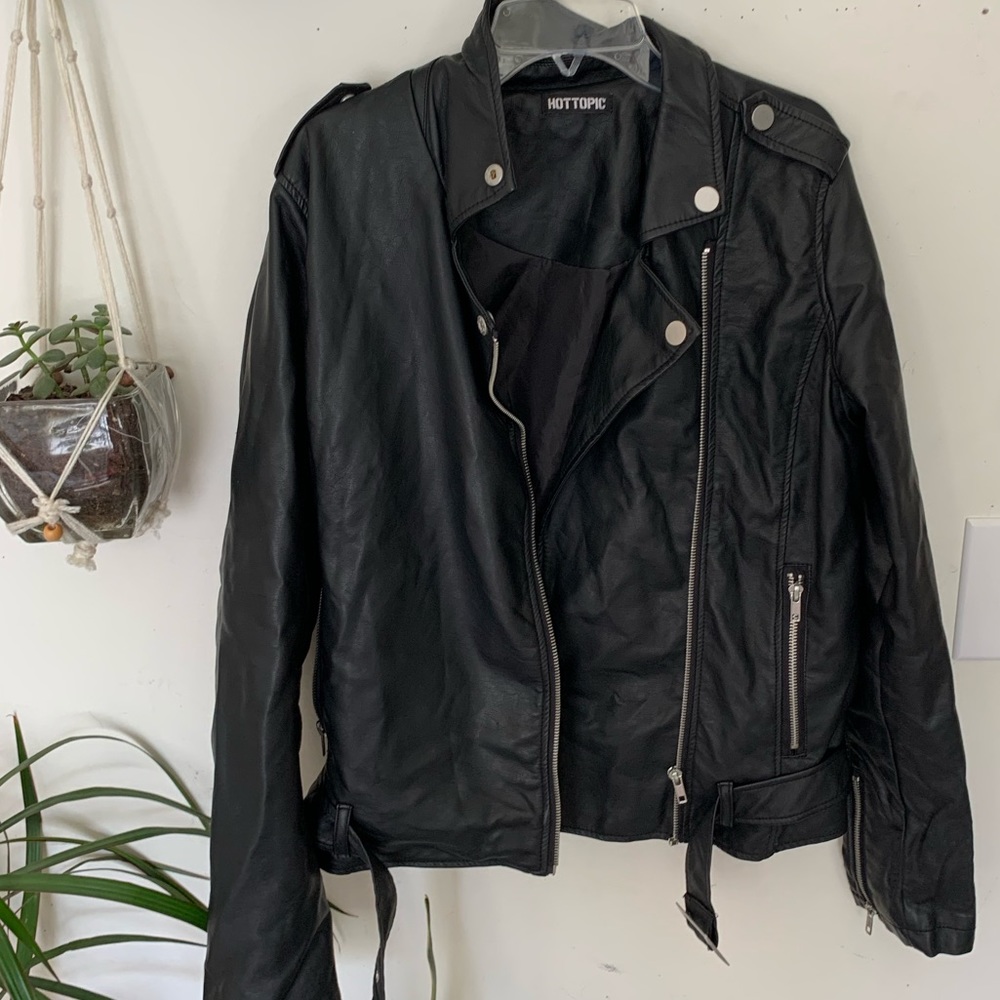 PAINTED BACK FAUX LEATHER GIRLS MOTO JACKET